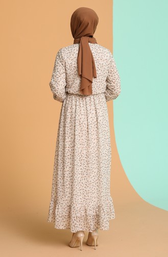 Beige Hijab Dress 4349-02