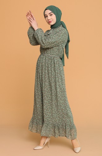 Khaki Hijab Kleider 4349-03
