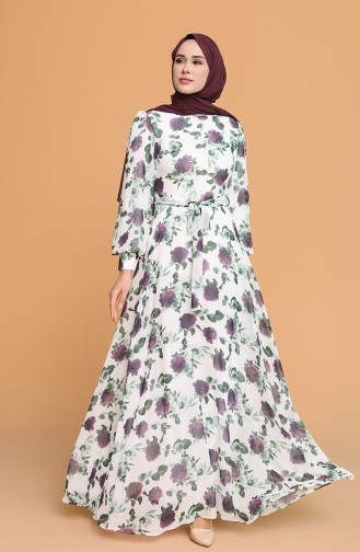 Ecru Hijab Dress 4862-01