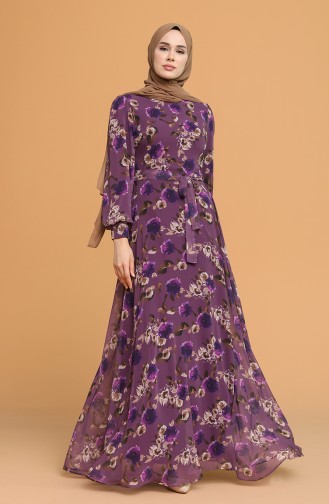 Purple Hijab Dress 4862-03