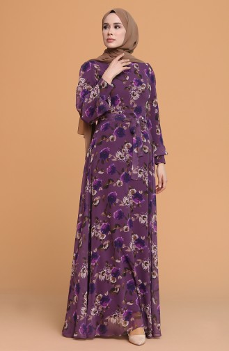 Purple Hijab Dress 4862-03
