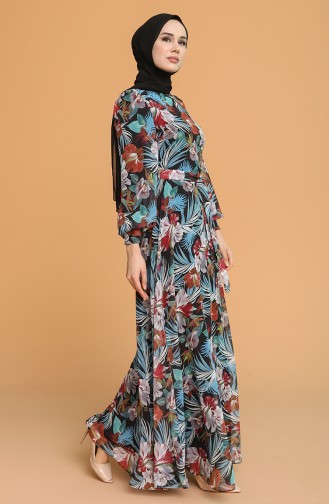 Schwarz Hijab Kleider 4862A-02