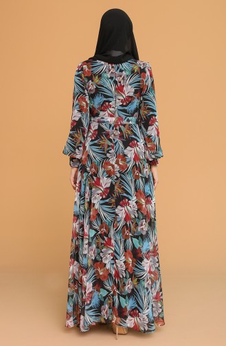 Schwarz Hijab Kleider 4862A-02