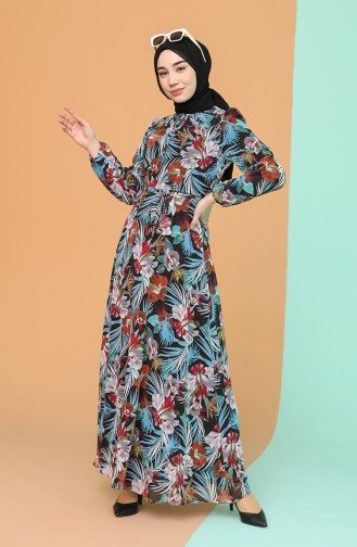 Schwarz Hijab Kleider 4867-01