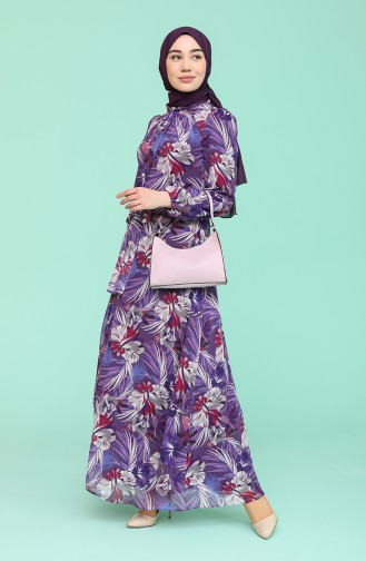 Purple Hijab Dress 4867-04
