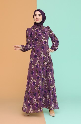 Purple Hijab Dress 4867A-01