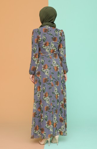 Grau Hijab Kleider 4867A-02