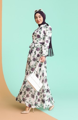 Ecru Hijab Dress 4867A-04