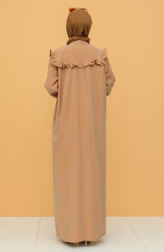 Boydan Düğmeli Elbise 21Y8350-09 Karamel