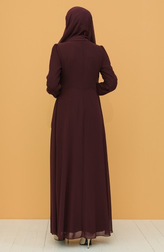 Plum Hijab Evening Dress 52788-01