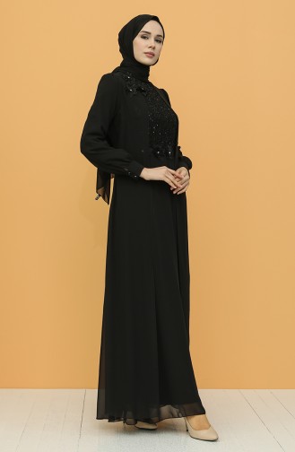 Black Hijab Evening Dress 52788-02