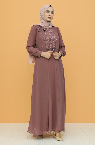 Dusty Rose Hijab Evening Dress 52788-03