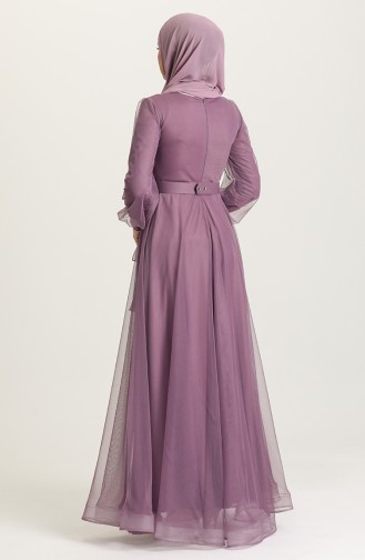 Dark Violet Hijab Evening Dress 4949-01