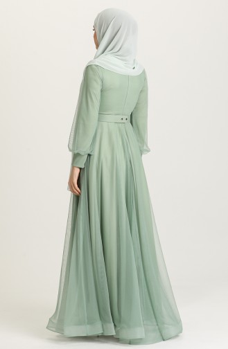 Sea Green Hijab Evening Dress 4949-04