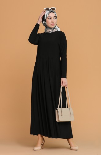 Schwarz Hijab Kleider 4550-01