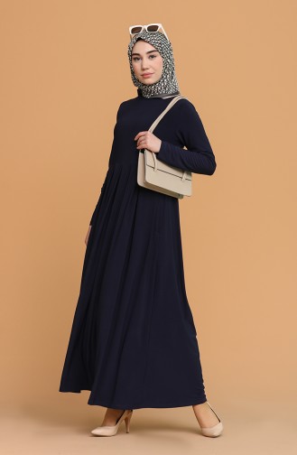Navy Blue Hijab Dress 4550-04