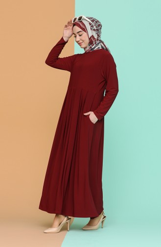 Claret Red Hijab Dress 4550-05