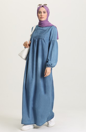 Denim Blue Hijab Dress 21Y1453-01