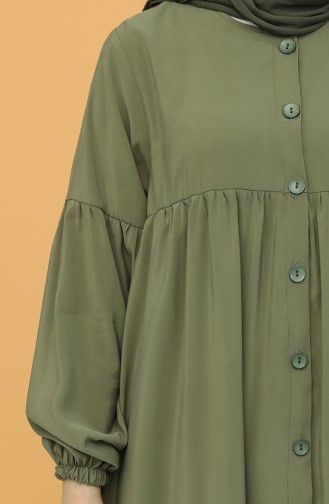 Boydan Düğmeli Elbise 21Y8351-08 Haki Yeşil