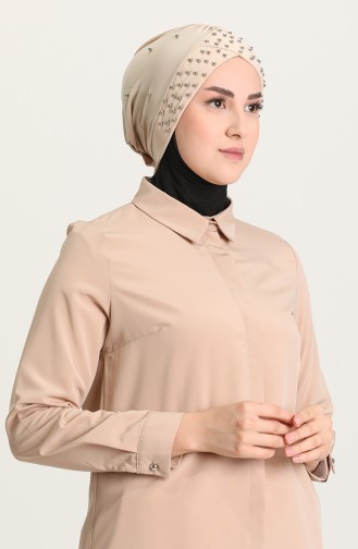 Kreuz Bonnet mit Perlen 0020-13 Beige 0020-13