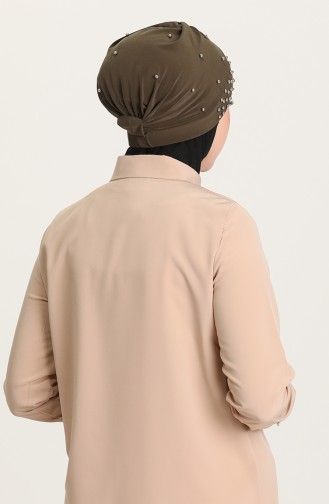 Kreuz Bonnet mit Perlen 0020-10 Khaki Grün 0020-10