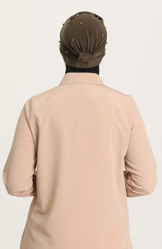 Kreuz Bonnet mit Perlen 0020-10 Khaki Grün 0020-10