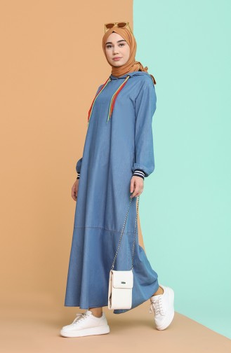 Jeansblau Hijab Kleider 6209-01