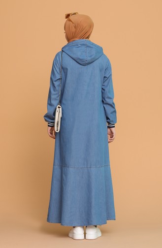 Jeansblau Hijab Kleider 6209-01