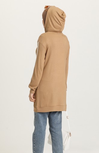 Gippe Collection Biyeli Kapşonlu Tunik Kahve 10360