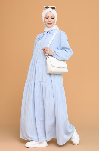 Robe Hijab Bleu Bébé 1594-02