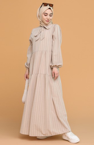 Light Brown Hijab Dress 1594-04