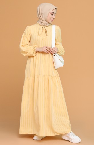 Gelb Hijab Kleider 1594-07