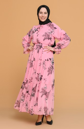 Rosa Hijab Kleider 1015-01
