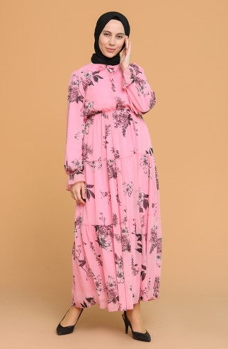 Rosa Hijab Kleider 1015-01
