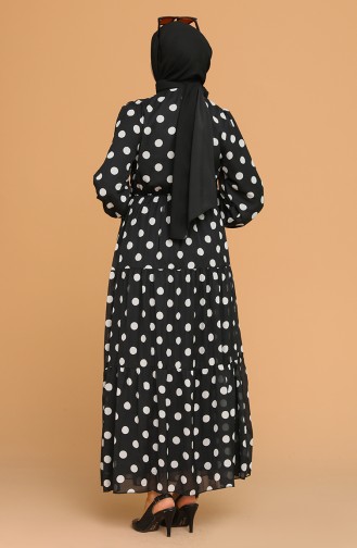 Puantiyeli Elbise 1015A-01 Siyah