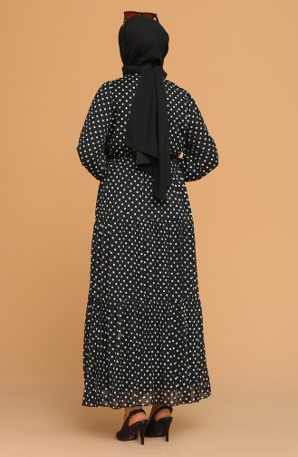 Puantiyeli Elbise 1015B-01 Siyah