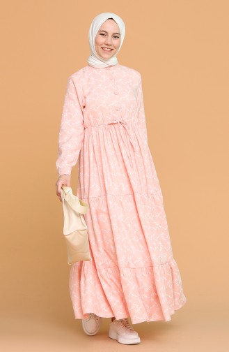 Salmon Hijab Dress 1018-04
