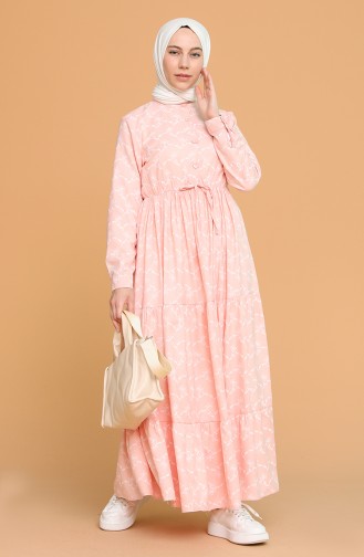 Salmon Hijab Dress 1018-04