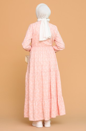 Lachsrosa Hijab Kleider 1018-04