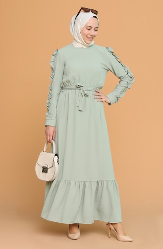 Green Almond Hijab Dress 1020-05