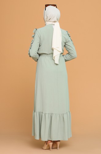 Unreife Mandelgrün Hijab Kleider 1020-05