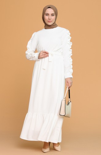 Ecru Hijab Dress 1020-06