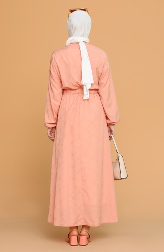 Lachsrosa Hijab Kleider 1022-03