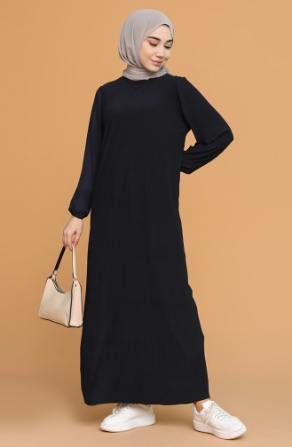 Navy Blue Hijab Dress 5370-01
