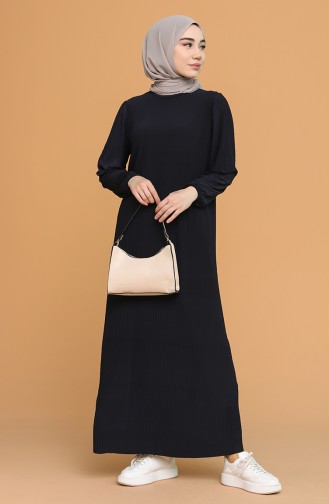 Navy Blue Hijab Dress 5370-01
