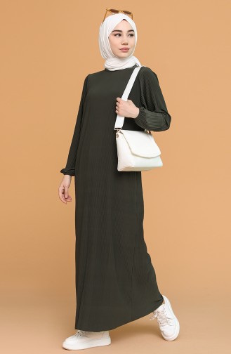 Khaki Hijab Dress 5370-02