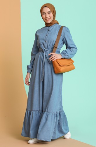 Denim Blue Hijab Dress 4109-01