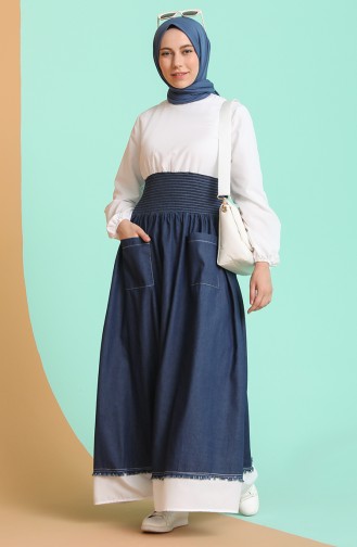 Dunkelblau Hijab Kleider 4110-01