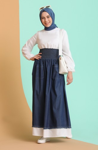 Dunkelblau Hijab Kleider 4110-01