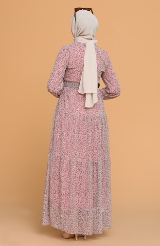 Beige-Rose Hijab Kleider 5056-01